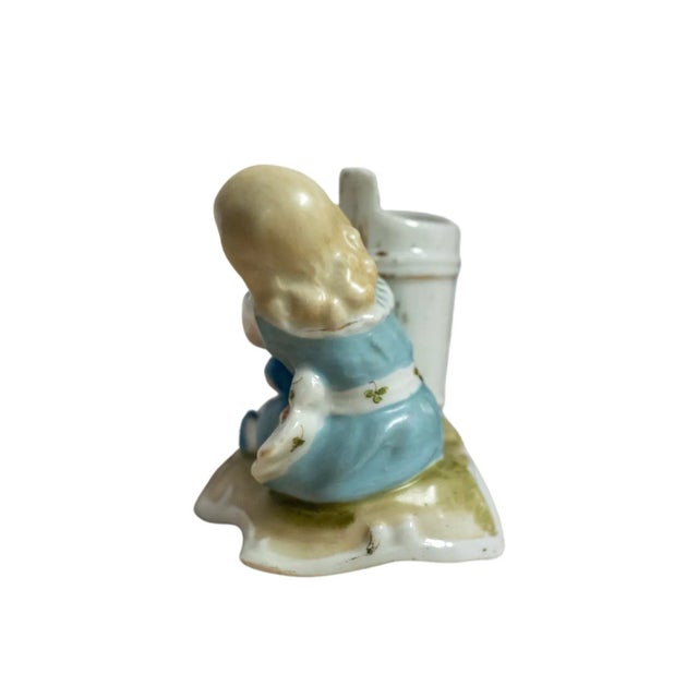 Late 19th Century Girl Feeding Chicken Porcelain Match Striker / Holder For Sale - Image 4 of 8