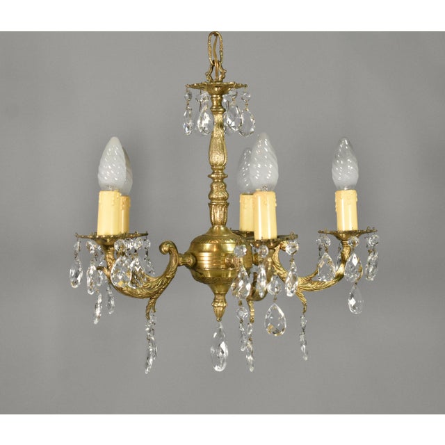 French Antique Gilt Brass and Cut Glass Chandelier, 1920s For Sale - Image 15 of 15