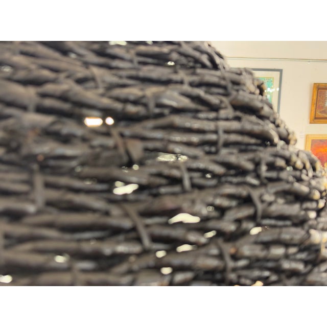 Black West Elm Contemporary Woven Dome Pendant Light For Sale - Image 8 of 12