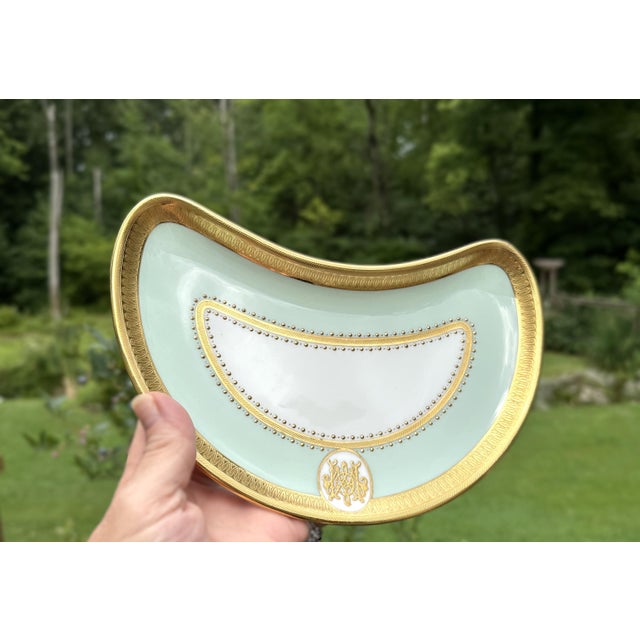 Antique Minton Porcelain Dinner Service | Mint Green Gold Gilt Monogram 1884 - 34 pcs For Sale - Image 10 of 16