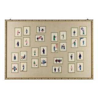 Chinese Artist, Collection of Figures, 1860s, Tempera on Paper, Framed For Sale