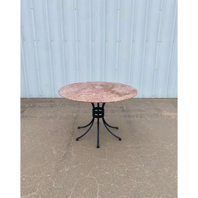 Metal Marble + Iron Cleo Baldon-Style Dining Table + 5 French Bistro Chairs For Sale - Image 7 of 17