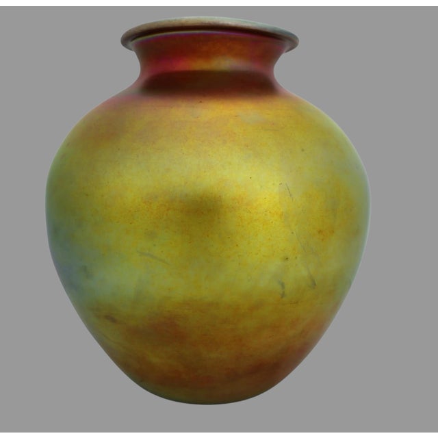 Antique Steuben Attr. Aurene Art Glass Vase Iridescent 12.5” Carder Era For Sale - Image 9 of 12