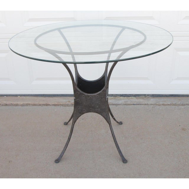 Late 20th Century Glass Top Industrial French Style Garden Table For Sale - Image 9 of 13