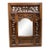 Vintage Indian Hand-Carved Teak Architectural Shutter Mirror, 32" For Sale