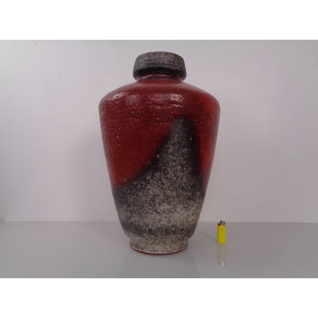 Large and very heavy ceramic floor vase by Fridegart Glatzle for Karlruher Majolika from the 1970s. Marked on the...