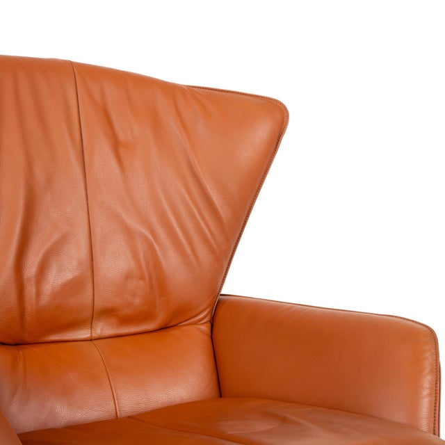 Unus Leather Chrome Armchair in Brown Cognac wirh Manual Function from FSM For Sale - Image 6 of 18