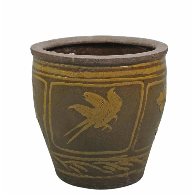 All sides of this planter are adorned by hand painted lovely birds and flowers. This gorgeous vintage planter will be a...