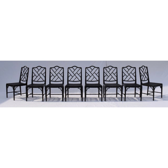 Vintage Chinese Chippendale Dining Chairs, Set of Eight, Lacquered For Sale - Image 16 of 16