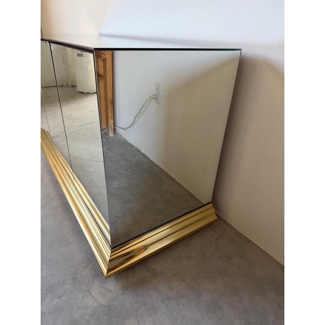 1970s Vintage Ello Furniture Mirrored Glass & Brass Sideboard For Sale - Image 15 of 15