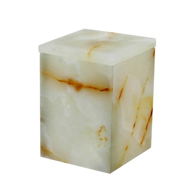 Modern White Marble Canister For Sale - Image 3 of 3