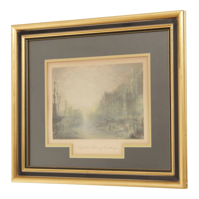 19th C. English 'Regulus Leaving Carthage' After J. M. W. Turner Hand-Colored Engraving For Sale