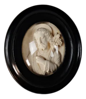 19th Century Napoleon III Reliquary Frame Bust of Christ Blessing in Meerschaum