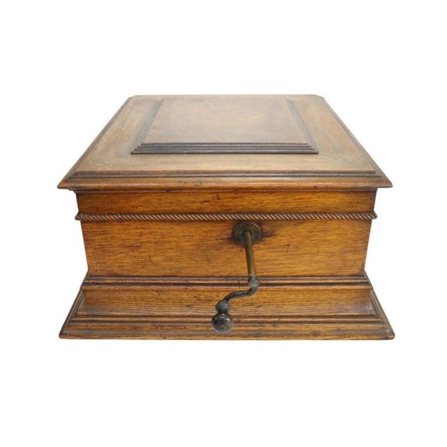 Regina Oak Double Comb Disk Music Box Signed C1890 For Sale - Image 17 of 18