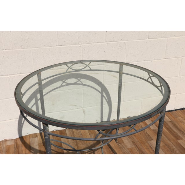 Metal Mario Papperzini for Salterini “Amalfi” Round Iron Dining Table With Glass Top | 1950s For Sale - Image 7 of 18
