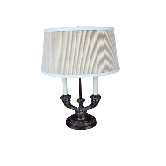 Mid-Century Modern Vintage 1998 Frederick Cooper "Trevor" Dark Bronze & Brass Bouillotte Table Lamp For Sale - Image 3 of 14