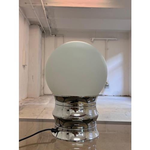 Glass Table Lamp in Chrome and Opal Glass from VEB Narva For Sale - Image 7 of 11