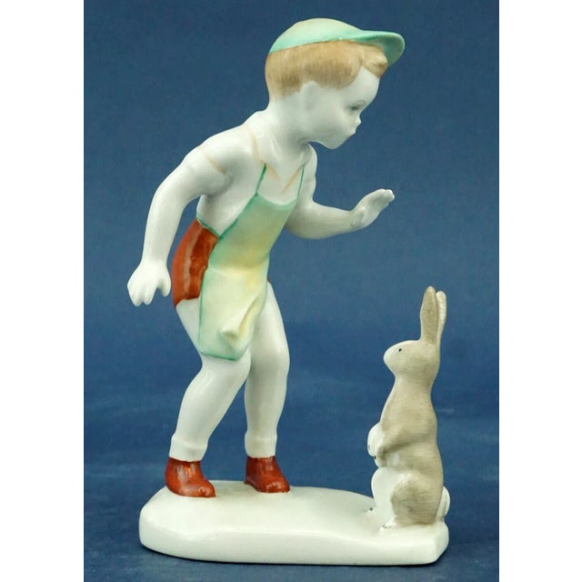 20th Century Porcelain Sculptures of 4 Children from Hollohàza Manufactory, Aquincum, Hungary, Mid-1950s, Set of 4 For Sale - Image 11 of 18