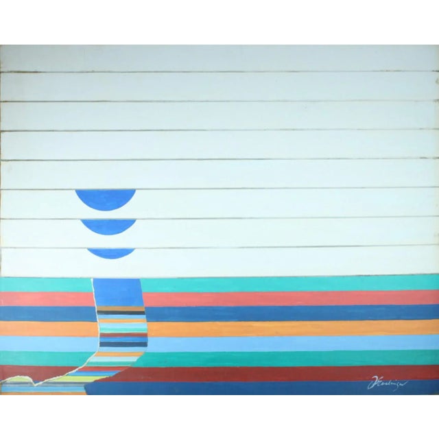 Jan Van Evelingen, Abstract Ripped Paper Lines Painting, the Netherlands, 1980s, Acrylic on Paper For Sale - Image 3 of 3