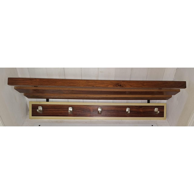 Vintage Wall-Mounted Coat Rack with Teak Wood Struts and Aluminum Hooks, 1970s For Sale - Image 9 of 9