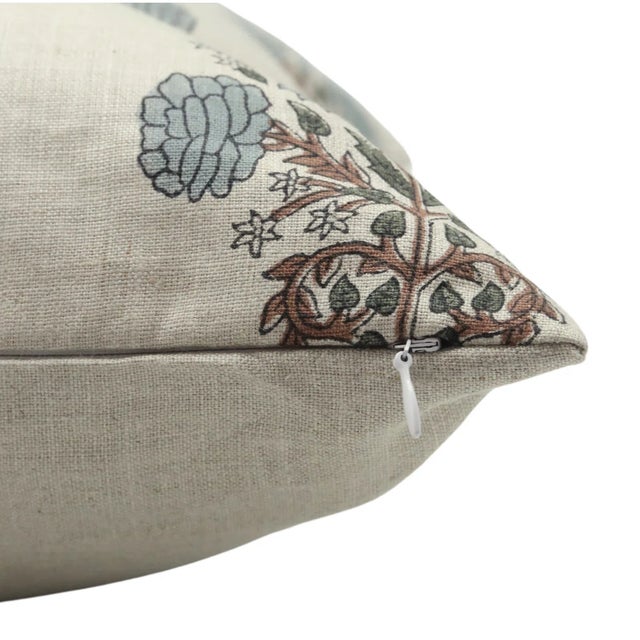 Art Deco Fabdivine Decorative Block Print Cushion Cover 22x22 Inch Pure Linen-Swadesh For Sale - Image 3 of 5