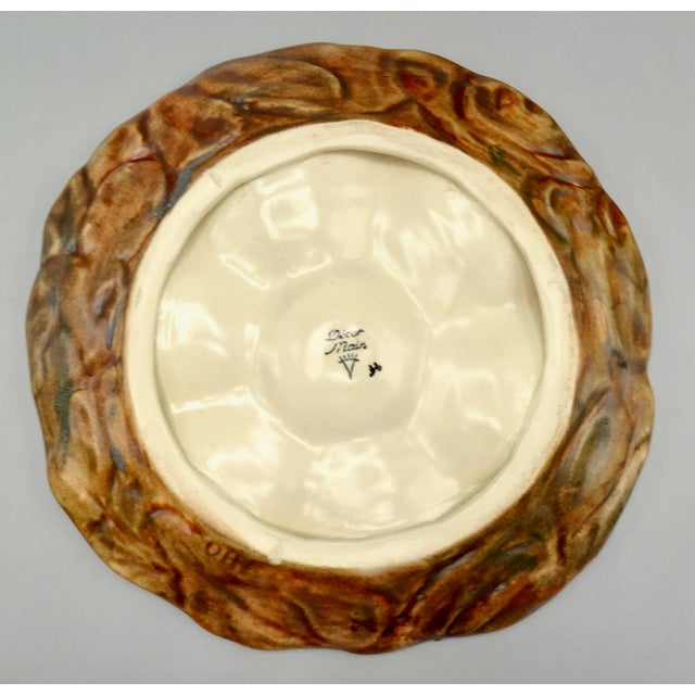 Tan French Trompe l'Oeil Faux Bois Glazed Organic Oyster Plate For Sale - Image 8 of 12
