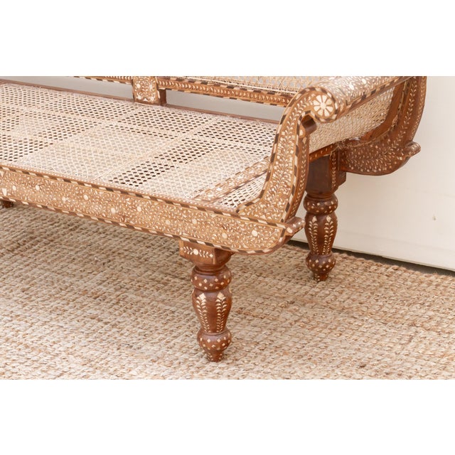 1960s Exquisite Anglo-Indian Inlay Settee Bench For Sale - Image 5 of 11