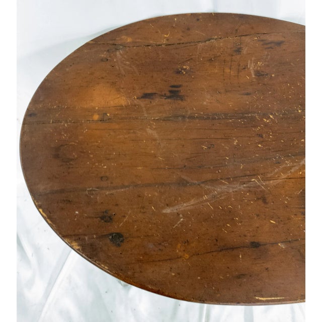 19th Century Rustic Americana Painted Pine Oval Top Tavern Table For Sale - Image 4 of 13