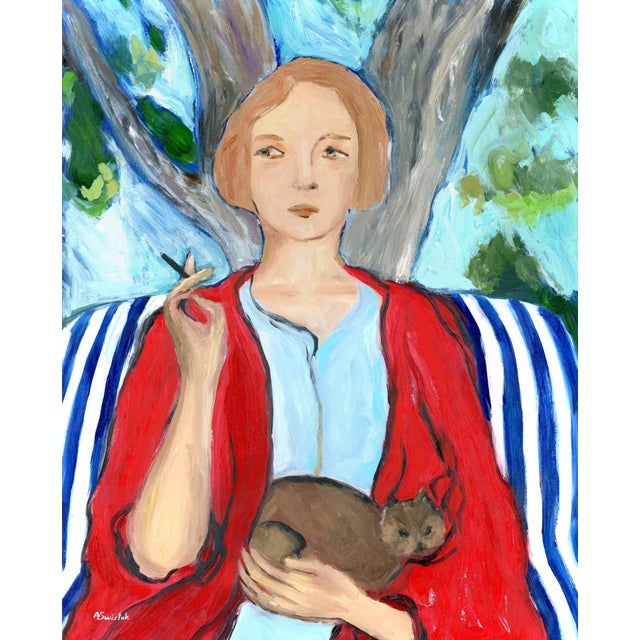 Figurative Cat Lady, Contemporary Figure Portrait Oil Painting by Alexandra Swistak For Sale - Image 3 of 4