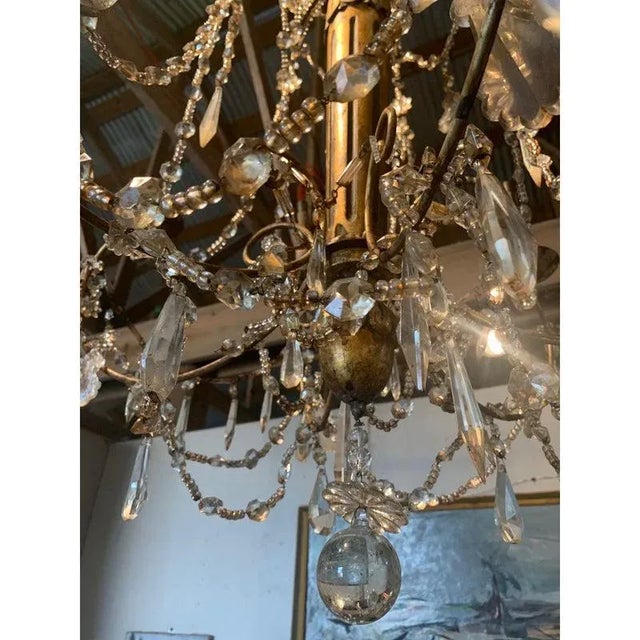 Early 19th Century Venetian Carved Wood & Crystal Chandelier For Sale - Image 4 of 5