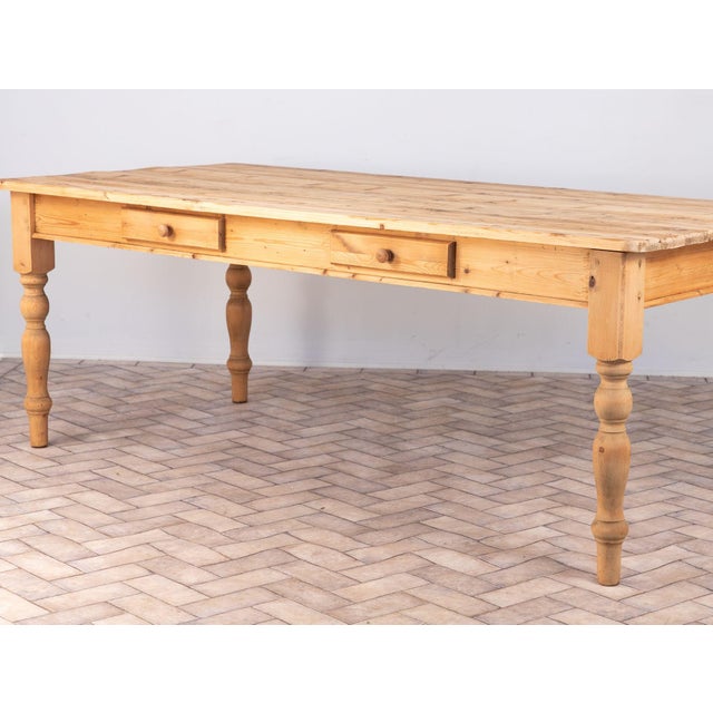 Beige Vintage Pine Farmhouse Table, Usa 1960s For Sale - Image 8 of 18