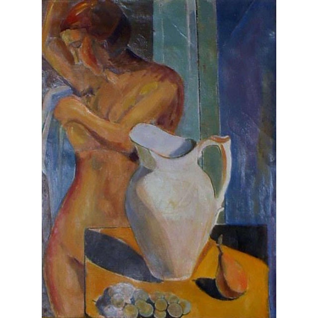 Oil on board, portrait of naked woman, unsigned, unknown artist. Approximately 1930. Measures 38x28 cm. The frame is 2 cm....