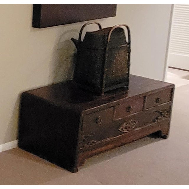 Chinese Antique Chinese Low Boy 3 Drawer Cabinet For Sale - Image 3 of 8