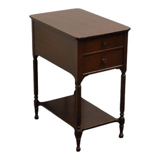 Imperial Furniture Solid Mahogany Traditional Sheraton Style 14" Accent Chairside End Table W. Rope Twist Legs 1429 For Sale