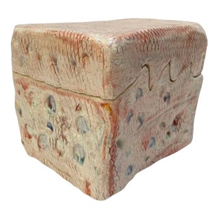 Hand Made Abstract Sculptural Glazed Ceramic Box with Fitted Lid For Sale