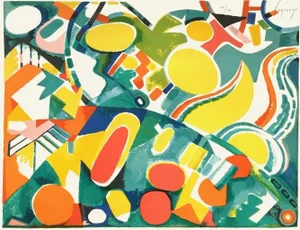 1960s Abstract Landscape Lithograph by Jacques Lagrange