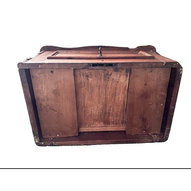 Late 19th Century Antique Late 19th Century Rustic Wood Victorian Table Top Storage Box For Sale - Image 5 of 11