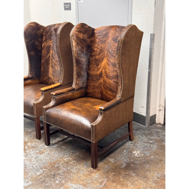 Paul Robert Lexie Hide Wingback Chairs, Pair For Sale - Image 9 of 12