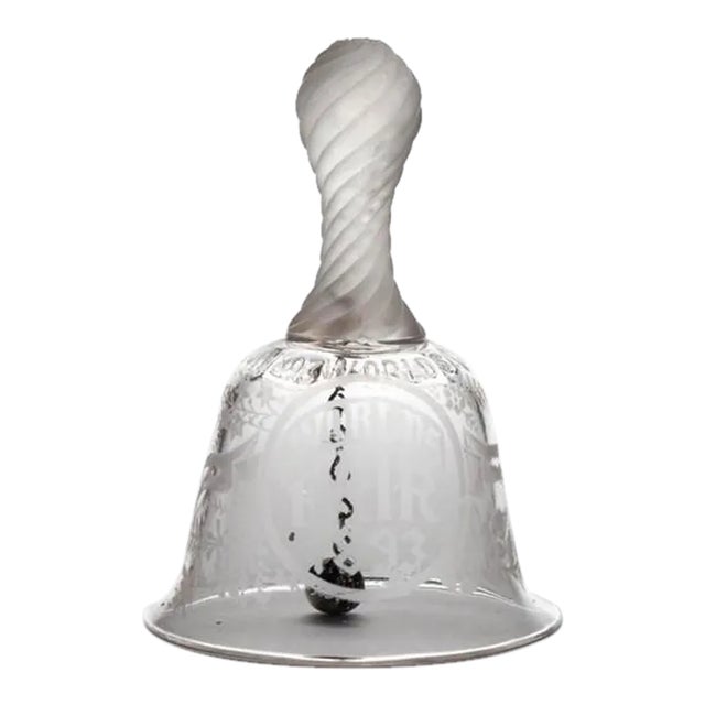 1893 Columbian Worlds Fair Etched Glass Dinner Bell For Sale