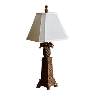 Vintage 1980s Mid Century Style Pineapple Table Lamp For Sale