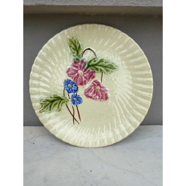 French Country French Majolica Pink Flowers Salins, Circa 1890 For Sale - Image 3 of 8