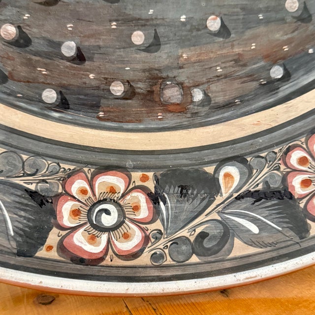 Mid 20th Century Monumental 20" Tonala Earthenware Charger With Stand For Sale - Image 5 of 8