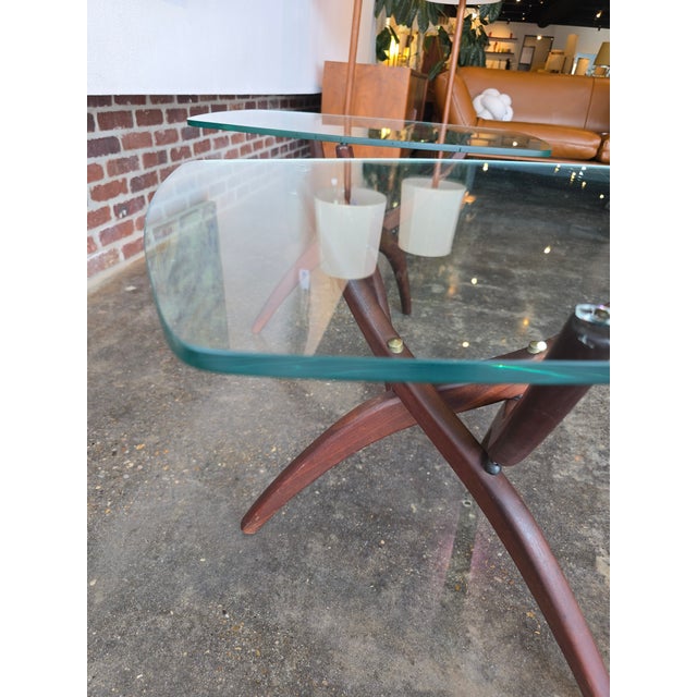 Pair Forest Wilson Walnut & Glass End Side Tables MCM Vintage For Sale - Image 9 of 10