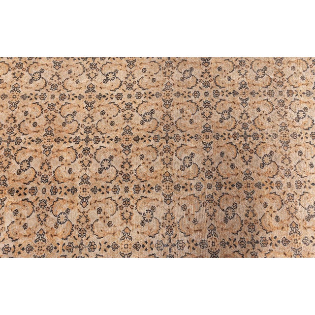 Authentic 19th Century Persian Meshad Handmade Wool Carpet For Sale - Image 4 of 8