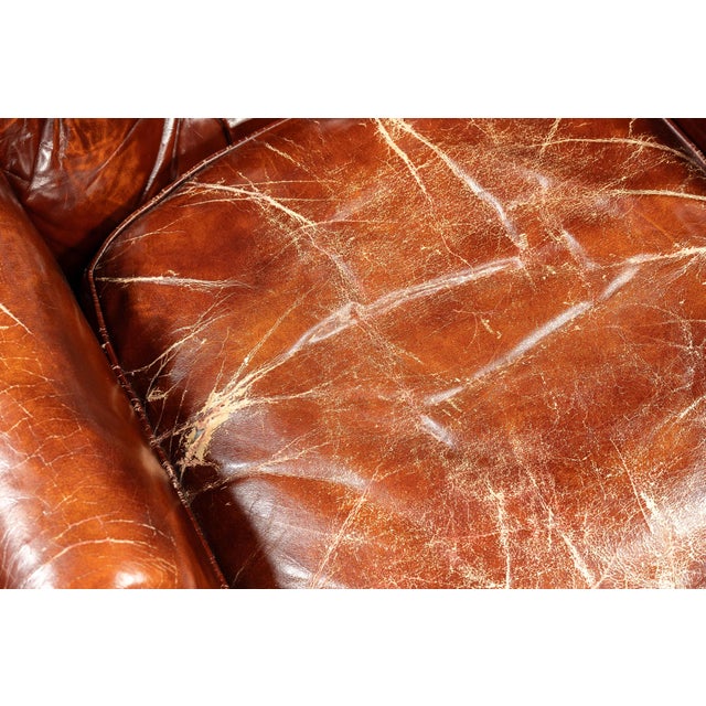 Vintage Tufted Leather Chesterfield Armchair and Ottoman by Hickory Chair For Sale - Image 12 of 15