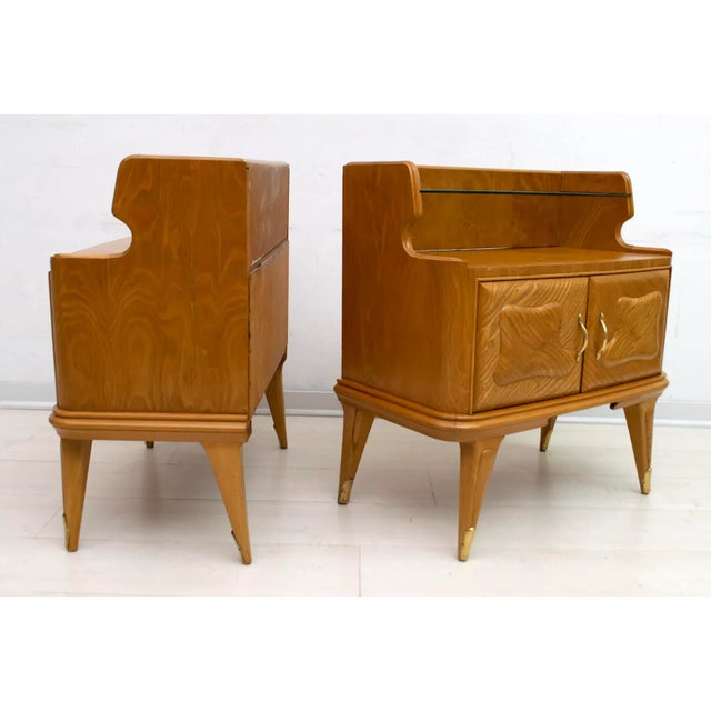 Mid-Century Modern Nightstands in Ashwood, Italy, 1950s, Set of 2 For Sale - Image 4 of 12