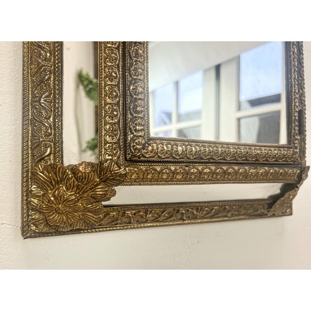 Vintage Embossed Brass Mirror Cabinet, 1950s For Sale - Image 4 of 17