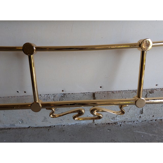 Metal Late 20th Century Art Nouveau King Brass Bed Frame by Elliott's Designs For Sale - Image 7 of 18
