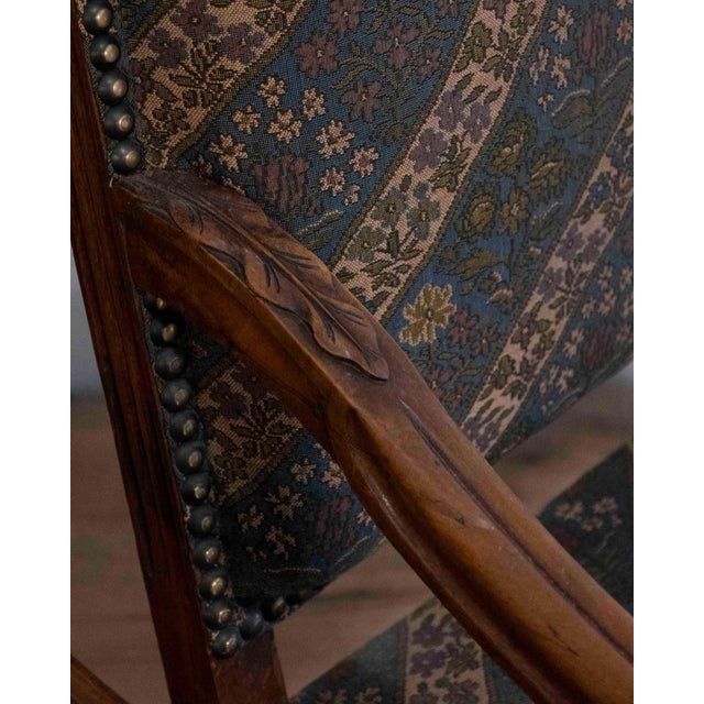 Pair of French Walnut Armchairs with X-Form Crossbars, Circa 1900 For Sale - Image 11 of 11
