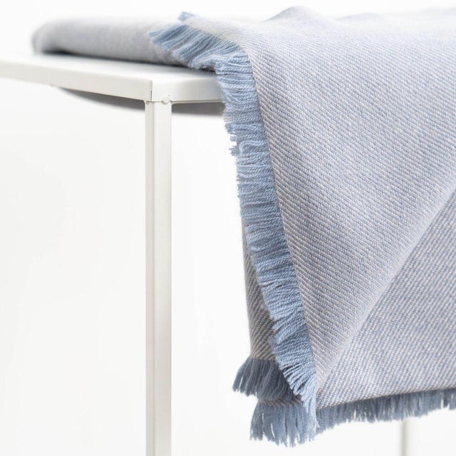 2020s Boro Blue Soft Handwoven Merino Throw For Sale - Image 5 of 6